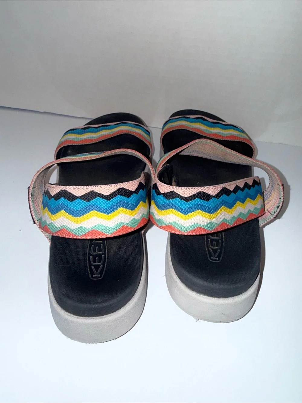 KEEN Outdoor Gorpcore Athletic Hiking Multicolor Zigzag Wave Strap Sandals 9.5